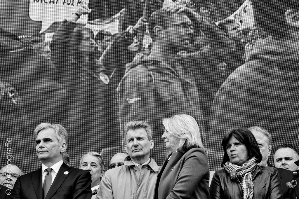 Die Wiener SPÖ Spitze nach dem Pfeiffkonzert zu BK Faymanns Rede